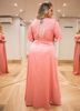 Imagem de ASD414 - Vestido longo rosa estampado