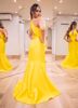 Imagem de ASD217 - Vestido longo amarelo zibeline sereia decote v