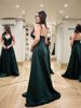 Imagem de ASD479 - Vestido longo verde esmeralda, cetim , saia em pregas