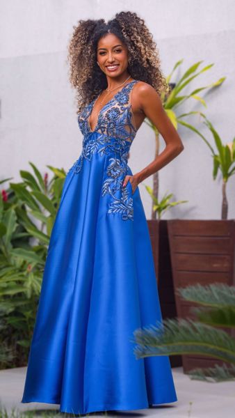 Imagem de ASD743 - Vestido Longo azul royal