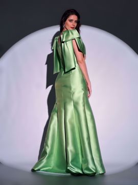 Imagem de ASD810 - Vestido longo verde lima em zibeline, manga solta
