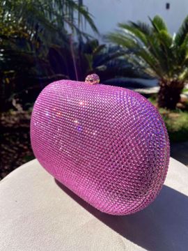Imagem de BOLSA134 - Bolsa rosa brilhosa arredondada